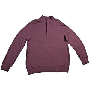 Banana Republic Men's Large 1/4 Zip Sweater Maroon Silk Cashmere Blend Pullover